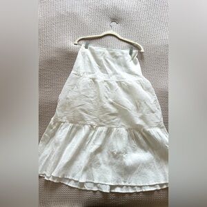 Astr White Tiered A-line Midi Skirt